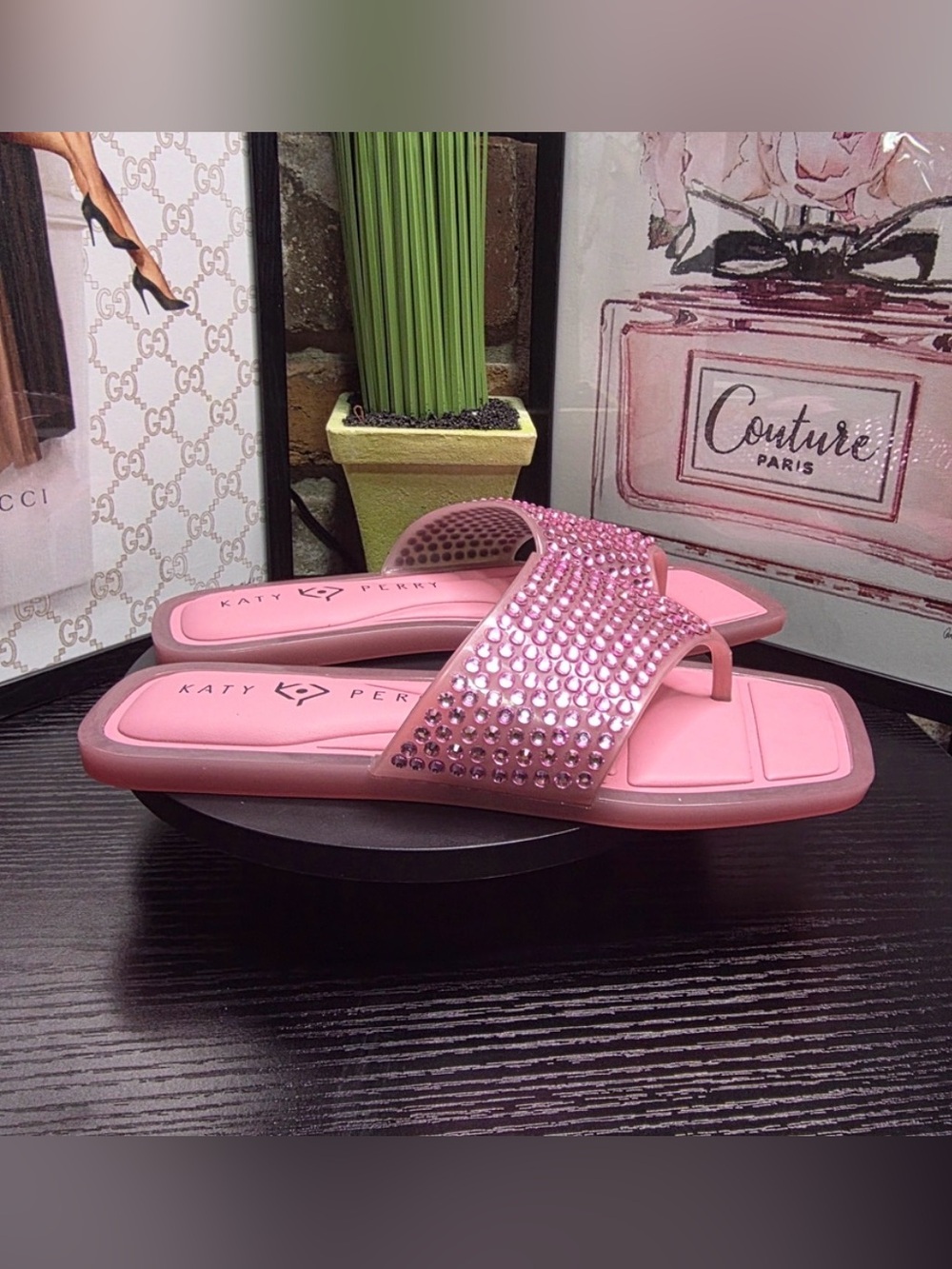 Katy Perry Collections NWOT Pink Jeweled Slide Sandals - Picture 4 of 10